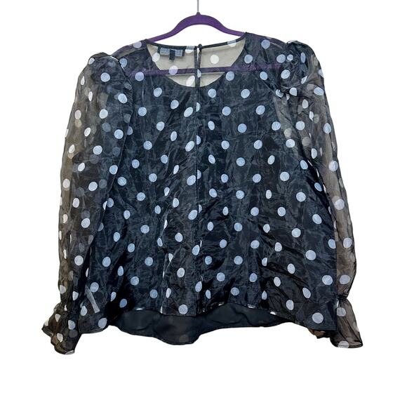 Eloquii Womens Plus Size 26 Blouse Polka Dot Coquette Balloon Sleeve Organza - Picture 7 of 8